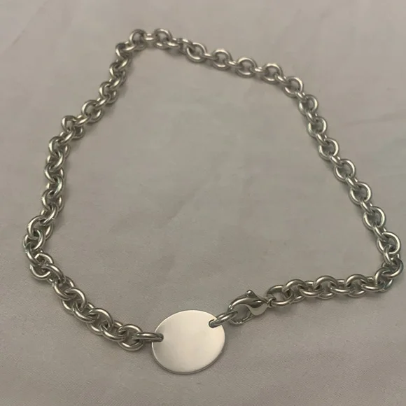 AUTH RETURN TO TIFFANY OVAL CHOKER NECKLACE 925  SOLID GENUINE STERLINg Silver - Picture 3 of 4